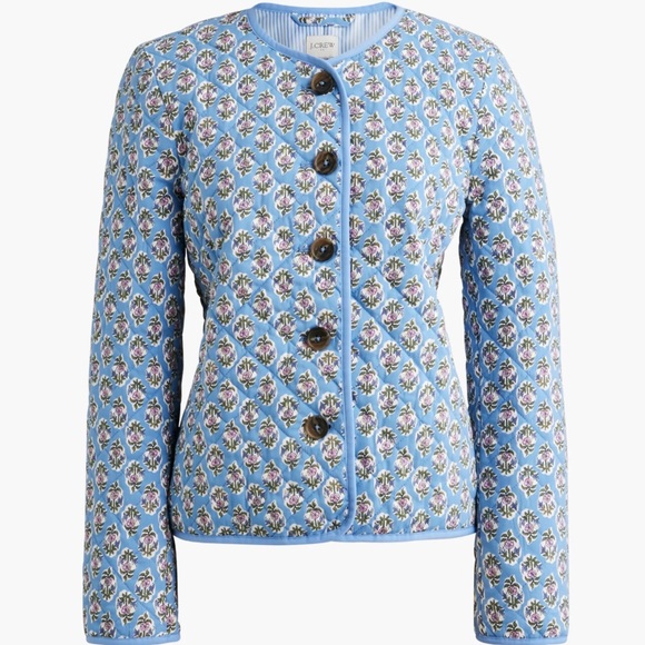 J. Crew Jackets & Blazers - J. Crew Factory Block Print Quilted Jacket in  Quiet Harbor Bright Pep